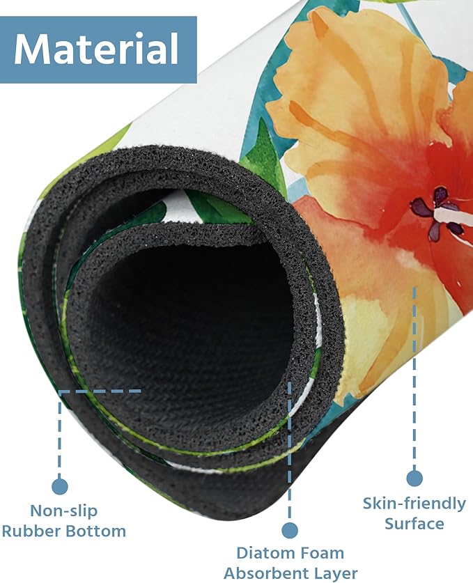 Patterned Sink Faucet Mat Kitchen Splash Guard Super Absorbent Drying Mat, Non-Slip Drain Pad for Kitchen Counter or Bathroom-15x5.5in
