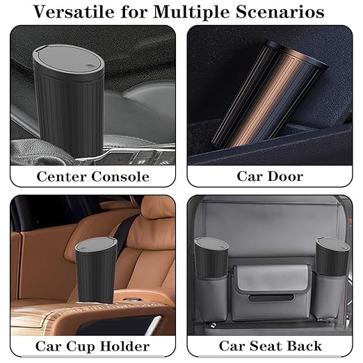 SGLRT Car Trash Can Bin with Lid - Car Garbage Can Cup Holder-Universal Leakproof Vehicle Garbage Can Bin with 20pcs Trash Bags-Car Organizers and Storage for Front Back Seat Accessories