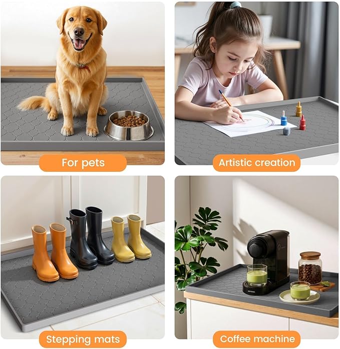 Jin&Bao Waterproof Under Sink Mat 25" x 22", Thick Silicone Mat Cabinet Protector for Kitchen and Bathroom, Shelf Liner, Home Organizer and Storage, Multipurpose Tray for Gadgets and Essentials