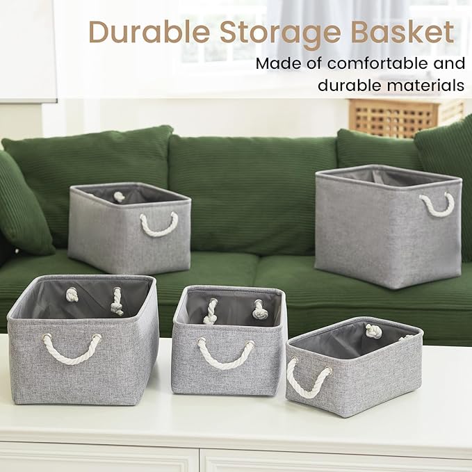 VQRTEXA Large Storage Baskets- 15x11x10 inch Storage Bins for Shelves and Closet Organizing, Foldable Fabric Bin for Home Organization Clothes and Laundry (1-Pack, Gray)