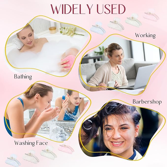 8 Pcs Large Acrylic Hair Claw Clips for Women Non-slip Strong Hold Jaw Clamps for Thick Thin Hair (Floral,Elegant Color)