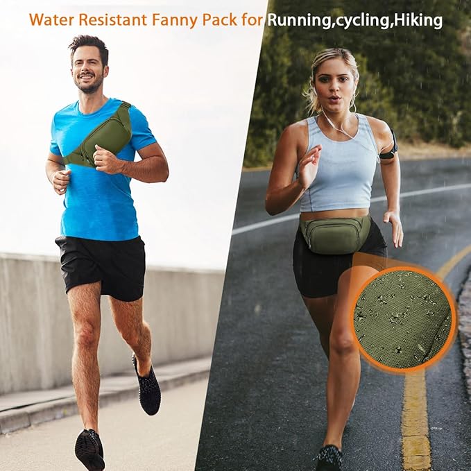 Large Fanny Pack for Women Men - Syican Waist bag with 3-Zipper Pockets, Gifts for Enjoy Sports Traveling Workout Casual Hands-Free crossbody bags Fits MAX 7.9'' iPad & 6.6'' Phone