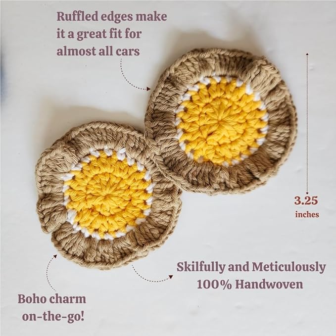 Cotton Crotchet Ruffled Flower Coaster Set (Lemon Sorbet)