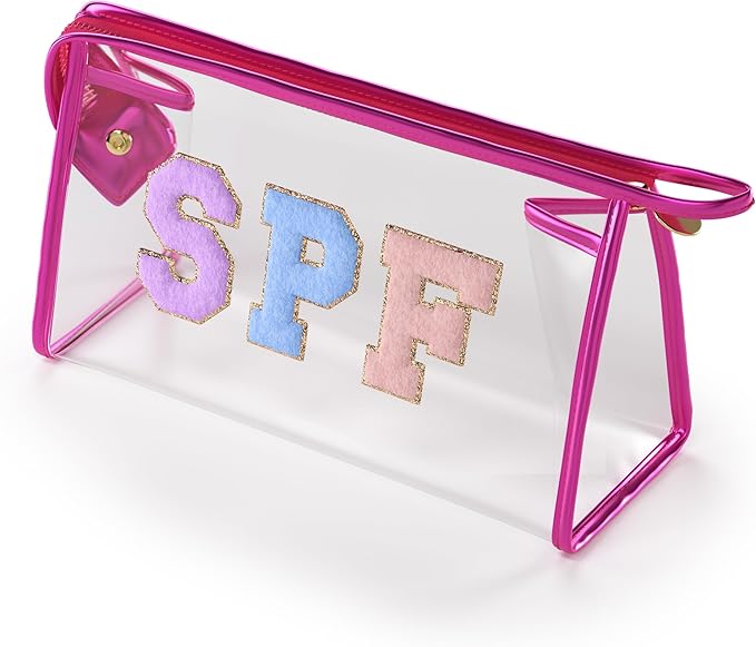 Embla Makeup and Lotion Bag - Waterproof Makeup and Sunscreen Pouch for Travel, Beach, Pool - Clear Zipper Pouch for Sunscreen and Cosmetics Storage, Durable Make Up Organizer for Beach Bag Essentials