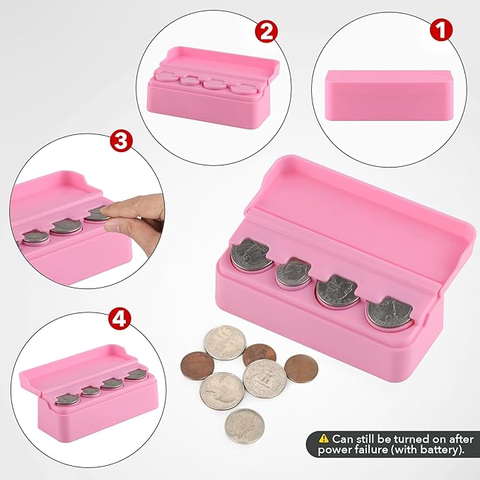 SINGARO Coin Holder for Car, Coin Change Organizer Compatible with Coins of Different Sizes, Dash-Mounted Holder Suitable for Most Cars, Trucks(Pink)
