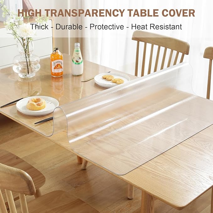LovePads Frosted Desk Mat 18 x 42 Inch, 1.5mm Thick Frosted Table Protector, Waterproof Plastic Table Cover Protector, PVC Desk Protector Mat, Vinyl Desk Cover for Desktop, Coffee & Dining Table