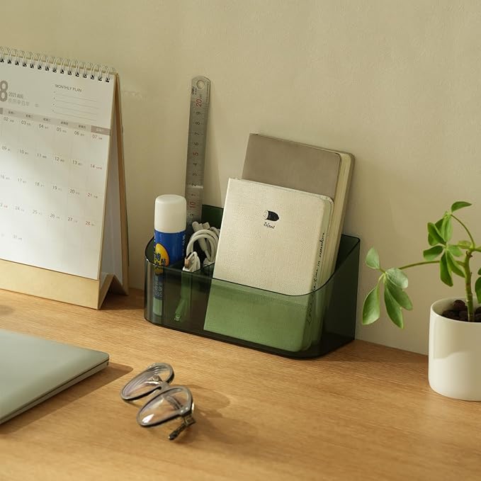 SUNFICON Makeup Tray Holder Organizer Cosmetic Display Case Tabletop Desktop Vanity Countertop Bathroom Wall Cabinet Medicine Storage Box 9 Dividers 2 Removable for Womens Ladies Girls Crystal Green