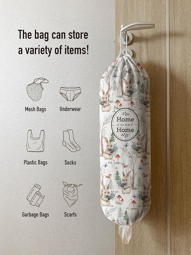 Hglian Rabbit Plastic Bag Holder,Grocery Bags Storage Organizer Keeper Dispenser for Kitchen Extra Large