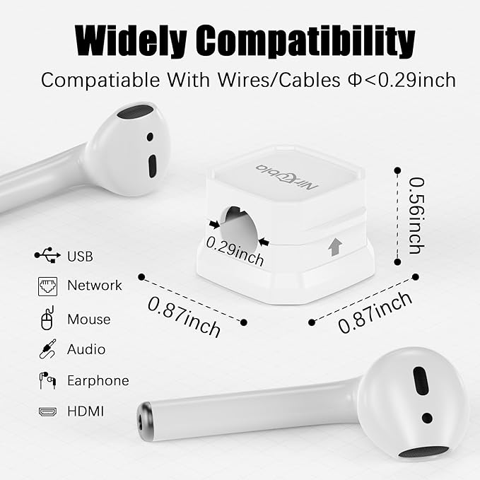 [9 Pack] Magnetic Cable Clips,Easy to Adjust Cables or Wires,Enhanced Adhesive Wire Holder Keeper Organizer,Desk Cable Management, NIRXUBLA Cable clips for office,car,kitchen,workspace,Bedroom (White)