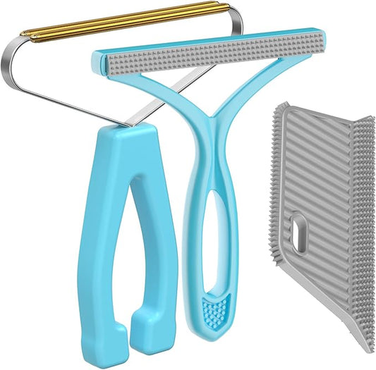 Lint Remover 3-Pack, Lint Shaver Cleaner Pro, Carpet Rake, Lint Brush, Fur Removal Tool, Portable Carpet Scraper, Clothes, Car Mats, Couch, Pet Bed, Furniture