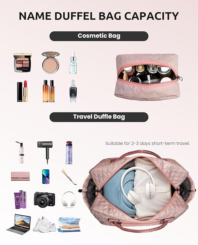 Gifts for Girls - Kids Duffle Bag with Shoe Compartment, Girls' Weekender Bag, Monogram Overnight Bag, Letter Travel Bag with Makeup Bag, Personalized Gift Idea for Women (Letter G)