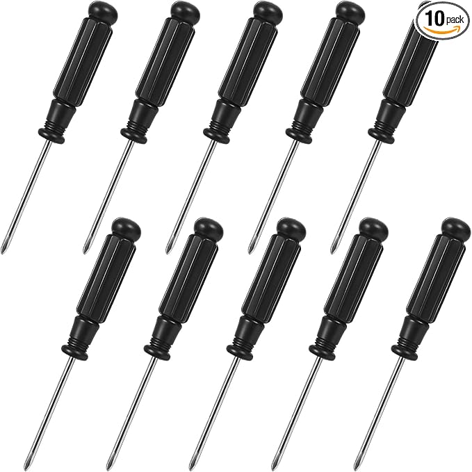 10 Pcs Mini Phillips Screwdriver, 2.5 mm Small Screwdriver Cross Head Tiny Screwdrivers with Black Non-Slip Handles 3.7" Total Length Pocket Tool Kit for Small Appliances, Watches, Laptop Repair