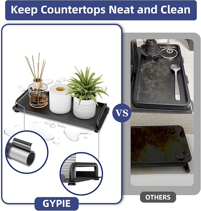 2 Pack Toilet Paper Storage, Toilet Tank Tray with Handle, Toilet Paper Basket for Bathroom, Toilet Tank, Kitchen (Black)