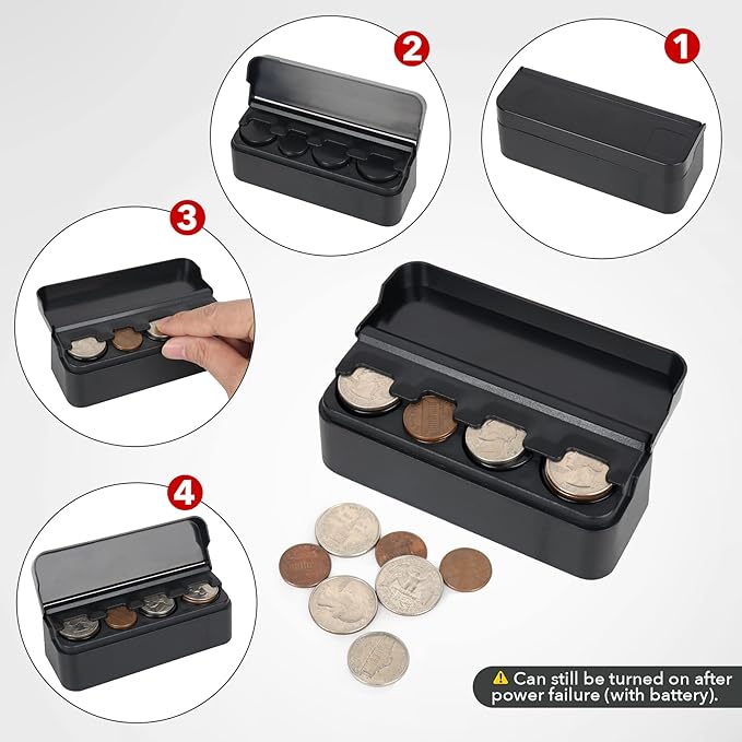 SINGARO Coin Holder for Car, Coin Change Organizer Compatible with Coins of Different Sizes, Dash-Mounted Holder Suitable for Most Cars, Trucks(2PCS Black)