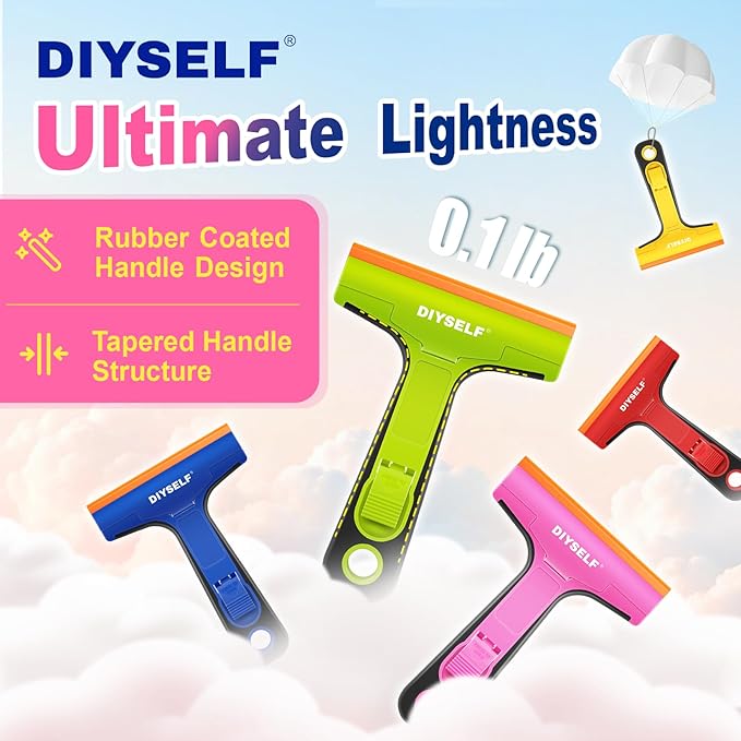 DIYSELF 1 Pack Plastic Razor Blade Scraper with 5 Pcs 4-Inch Plastic Razor Blades, Plastic Scraper Tool for Cleaning, Gasket and Decal Remover for Glass, Stovetop, Labels, Stickers & Paint Removal
