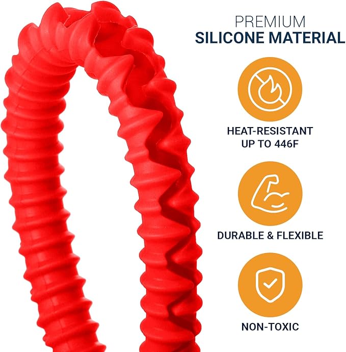 Silicone Oven Rack Shields by Linda’s Essentials (2 Pack) | Heat Resistance Silicone Oven Rack Protectors Guards Against Burns and Scars | 22 Inches Long (Red)