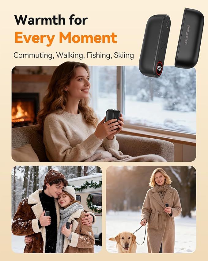 2 in 1 Hand Warmers Rechargeable, Magnetic Electric Hand Warmer 8000mAh USB-C, 3 Heat Levels up to 140°F, Quick Heating Portable Hand Warmers, Gifts