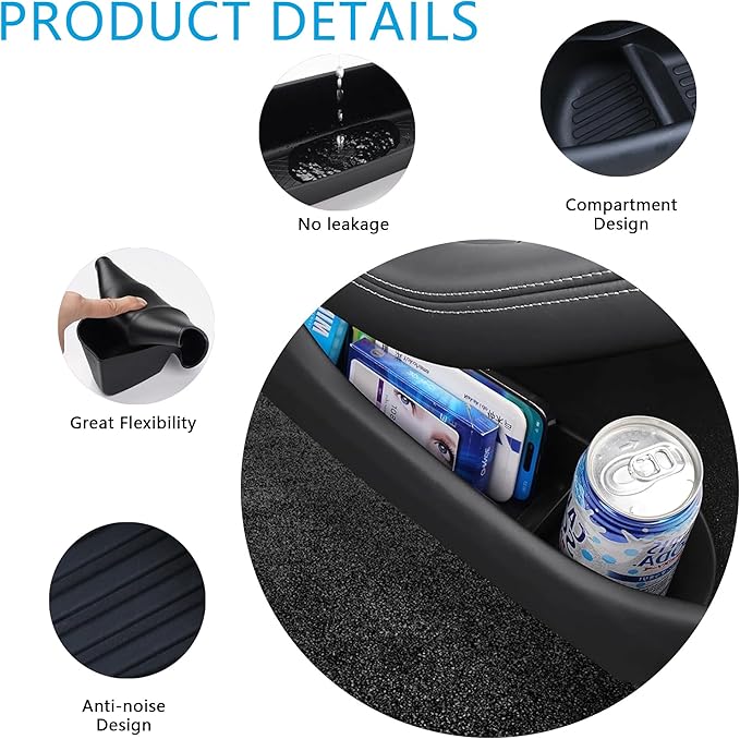 Arcoche Door Side Storage Box for Tesla Model Y Juniper Accessories 2025 2026 Door Pocket Liners,TPE Front & Rear Side Organizer Tray Protector Liner (model Y Juniper) 4pcs
