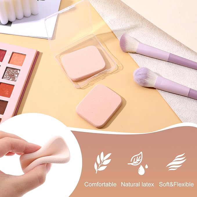 2Pcs Square Makeup Sponges for Foundation with 1 Travel Case, Face Sponge Foundation Blender, Cosmetic Sponge for Makeup, Blender Sponges Replacement for Cosmetic, Sensitive and All Skin Types