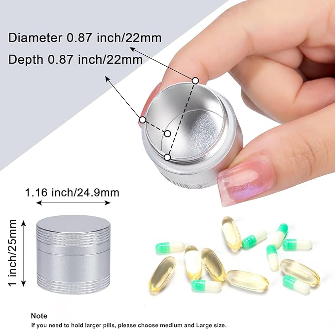 Small Pill Box for Purse Pocket - Metal Pill Case Daily Portable Waterproof Pill Container Medicine Organizer for Pills/Vitamin/Fish Oil/Supplements, Pill Box