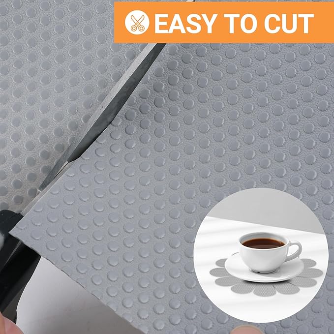 Shelf Liner 24 inch-Wide Waterproof Cabinets Liners - Non Adhesive, Easy to Cut Under Sink Mat Liners for Kitchens Drawer, Shelves, 24 X 300 Inch Light Gray