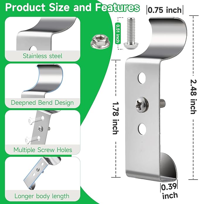 Cozcty 12 Pack Vinyl Siding Hooks, Heavy Duty Siding Clips to Hang Outdoor Things, No Hole Outdoor Camera Mount Clips, Adjustable Screw Hangers for Front Door, Porch Decor, String Lights