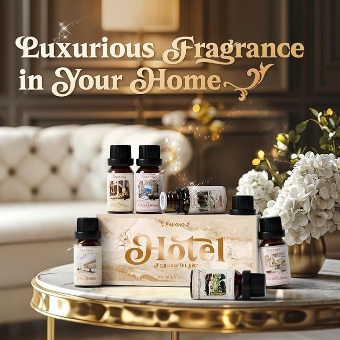 SALKING Hotel Diffuser Oils Gift Set, Hotel Scent Essential Oils for Diffuser, Luxury Fragrance Oil Set, Candle, Soap Making Scents, Santal, My Way, Day Dream, Secret Desires, White Tea