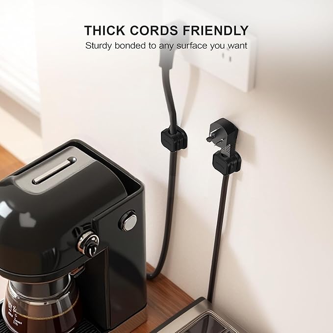 48 Pack Magnetic Cable Clip Organizer Cord Holder, Picozon Adhesive Cable Management, Wire Phone USB Charger Cable Holder, Keeper Organizer for Office Home Desktop Table - Black