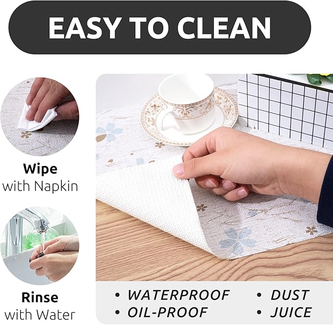 RAY STAR 18X96 Inch Shelf Liner for Kitchen Cabinets, Non-Adhesive Cabinet Liner Washable, PVC Drawer Liner for Dresser Non-Slip Bathroom (Floral)(7 Roll)