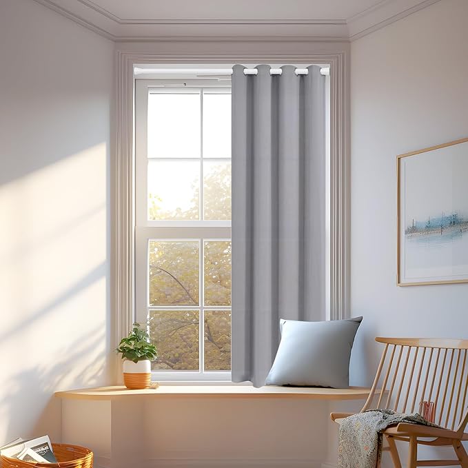 Tension Rod for Windows 28 to 48 Inch,Spring Curtain Rods No Drilling 7/8" Diameter White Tension Rods Adjustable Curtain Rods Expandable Pressure Spring Tension Rods for Closet, Doorway
