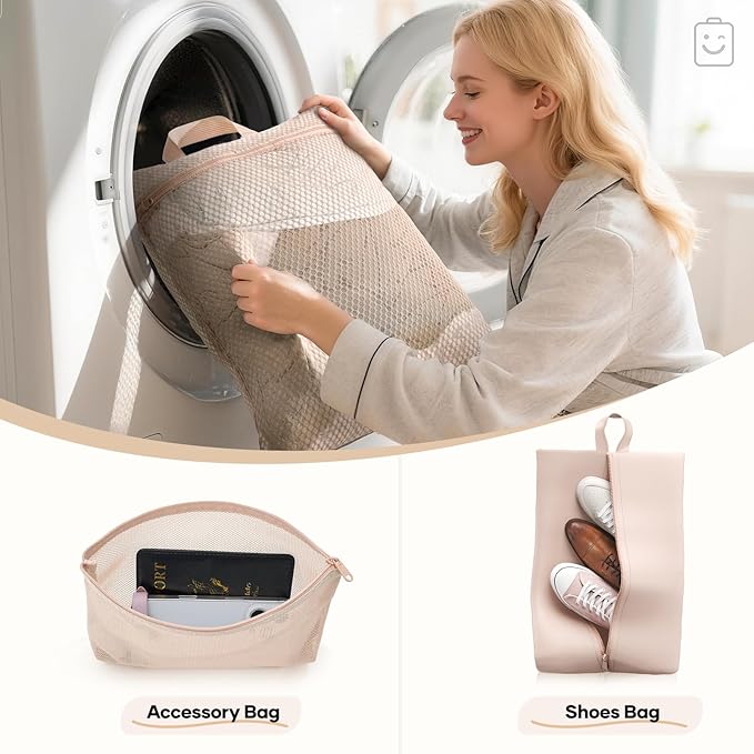 Veken 9/11 Set Compression Packing Cubes for Travel Essentials,Compressible Expandable Large Luggage Suitcase Organizer Bags for Clothing,Durable Space Saver Storage Bags with Toiletry Bags(Beige)