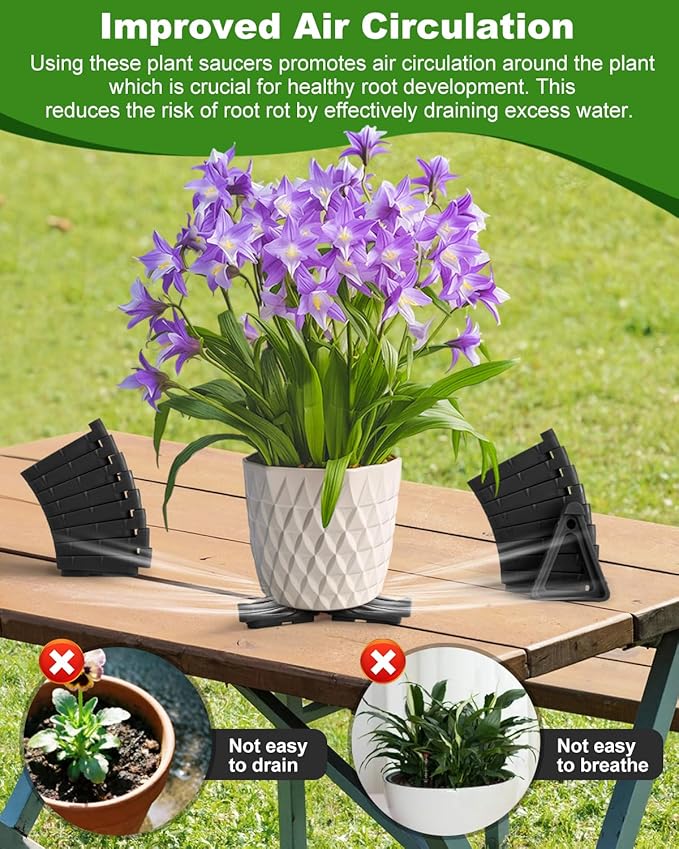 FantasyLife Pot Feet for Outdoor Planters, Invisible Breathable Plant Risers, Moisture-Proof Pot Stands Toes Lifters for Heavy Plants, Stackable Planter Feet for Indoor Outdoor (24pc Black, Small)
