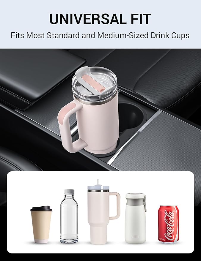Motrobe Cup Holder Insert for 2025 2026 Tesla Model Y Juniper 2024 2025 2026 Model 3 Highland Anti-Shake Silicone Console Cupholder Tesla Accessories (Standard/Premium/Performance)