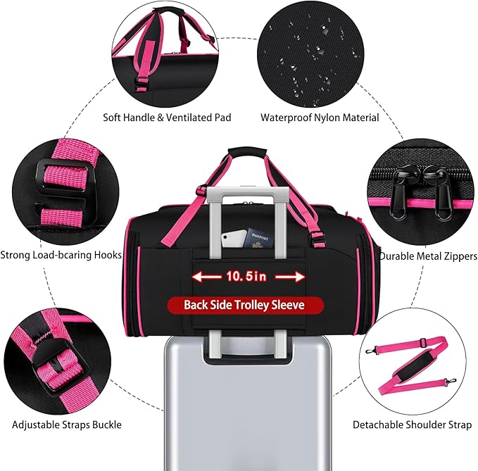 Convertible Garment Duffel Bags for Travel, 4-in-1 Carry on Duffle Bag for Women with Backpack Straps & Waterproof Shoe Pocket, Hanging Suit Dress Weekender Bag for Business, Wedding, 3pcs