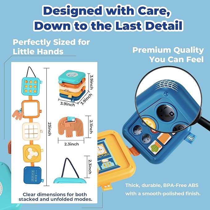 Busy Board for 1 Year Old, Travel Toys for Toddlers 1-3, Montessori Toys for Airplane Car Road Trip Activities| Baby Travel Essential Busy Cube Birthday Gifts for Boys Girls