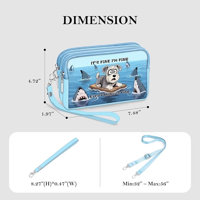 BIAOTIE Wristlet Purses for Women, Nylon Small Crossbody Bags with Adjustable Strap 3 Zipper Wristlet Wallet Phone Organizer