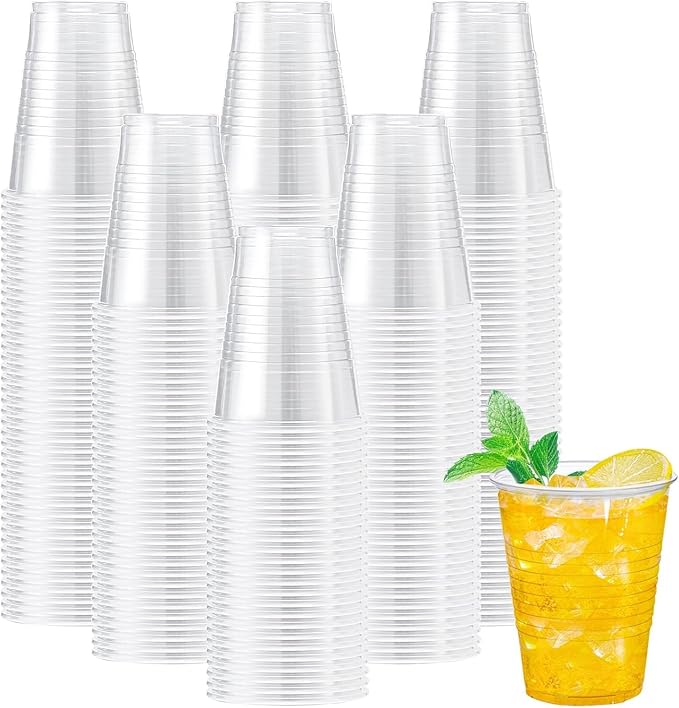 Lamosi 500 Count 9 oz Clear Plastic Cups, 9 Ounce Disposable Cold Drinking Cups for Party, Wedding, Travel, Christmas, Events