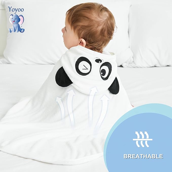 YOYOO Baby Bath Towel – Viscose Derived from Bamboo, Baby Hooded Towels - Newborn Essential Cute White Panda-Perfect Baby Registry Gifts for Boy Girl