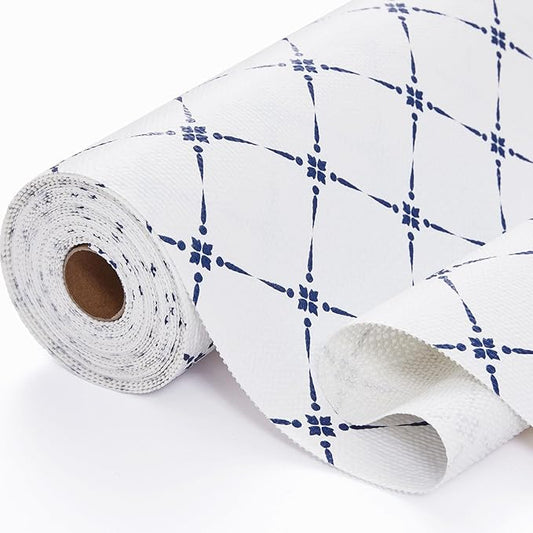 Drawer Shelf and Cabinet Liner, Thick Strong Grip,Shelf Liners Non-Adhesive Liners Protect Kitchen Cabinets and Cupboard, Bathroom Drawers,Under Sink Mat, 23.6IN X 10FT, Blue Stripe