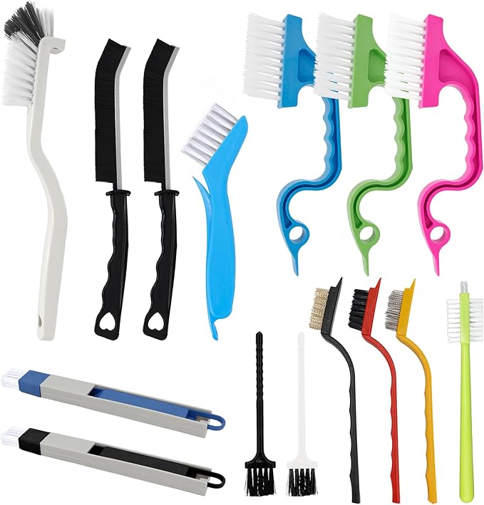 15Pcs Crevice Cleaning Brush Groove Gap Hard Bristle Cleaning Tool Small Clean Brush for Cleaning Sink Toilet Kitchen Door Window Track Cup Teapot