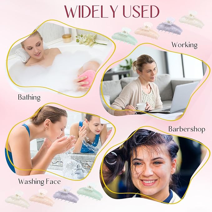 8 Pcs Large Acrylic Hair Claw Clips for Women Non-slip Strong Hold Jaw Clamps for Thick or Thin Hair(Starry Sky,Fresh Color)