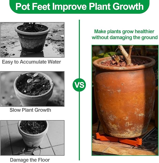 YFANITI 24Pcs Plant Pot Feet & Risers -Planter Feet for Outdoor Pots,Plant Risers for Pots Outdoor,Pot Feets for Indoor Outdoor Planters & Gardening Plant Container (Brick-red)