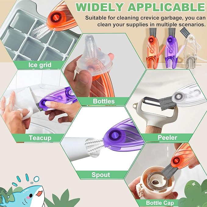 4 in 1 Cup Lid Cleaning Brush, Portable Water Bottle Brush, Multifunctional Cup Lid Cleaner Brush Set for Tight Spaces, Bottle Gaps, Tumblers, Travel Mug Caps(3 PCS)