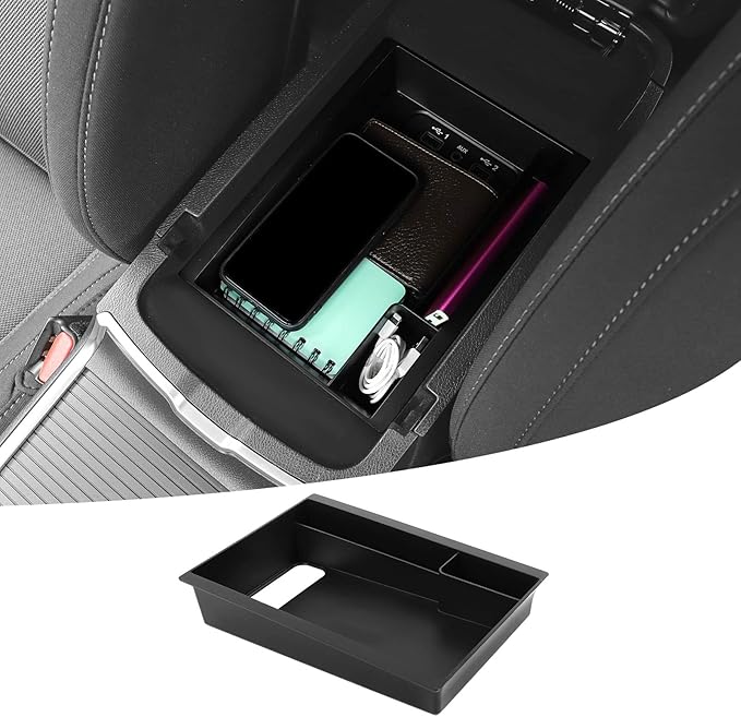 Center Console Organizer Tray for Dodge Charger 2011–2023 & Chrysler 300C, Armrest Storage Box Insert, Console Organizer, Black Interior Accessory