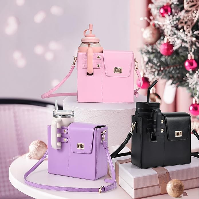 Outdoor Portable Crossbody Water Cup Purse Bag Water Bottle Carrier Bag with Phone Pocket Tumbler Carrier with Strap