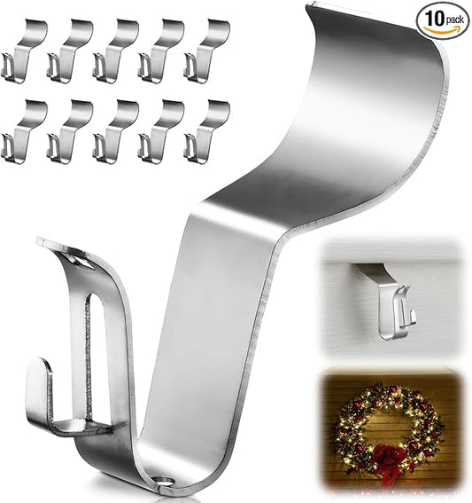 Vinyl Siding Hooks, (10 Pack) Heavy Duty Siding Hooks for Hanging Outdoor Lights, No Hole Siding Clips Holds Up to 13lbs with Double Clips, Wall Hooks for Porch Patio Wreath Decor, Plant Hangers
