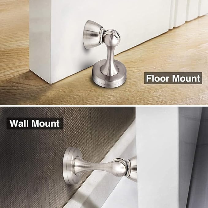 10 Pack Door Stops, Magnetic Door Stopper, Floor Wall Mount Manget Door Stop Heavy Duty Soft Catch Magnetic Doorstop Holders to Keep Door Open, Silver