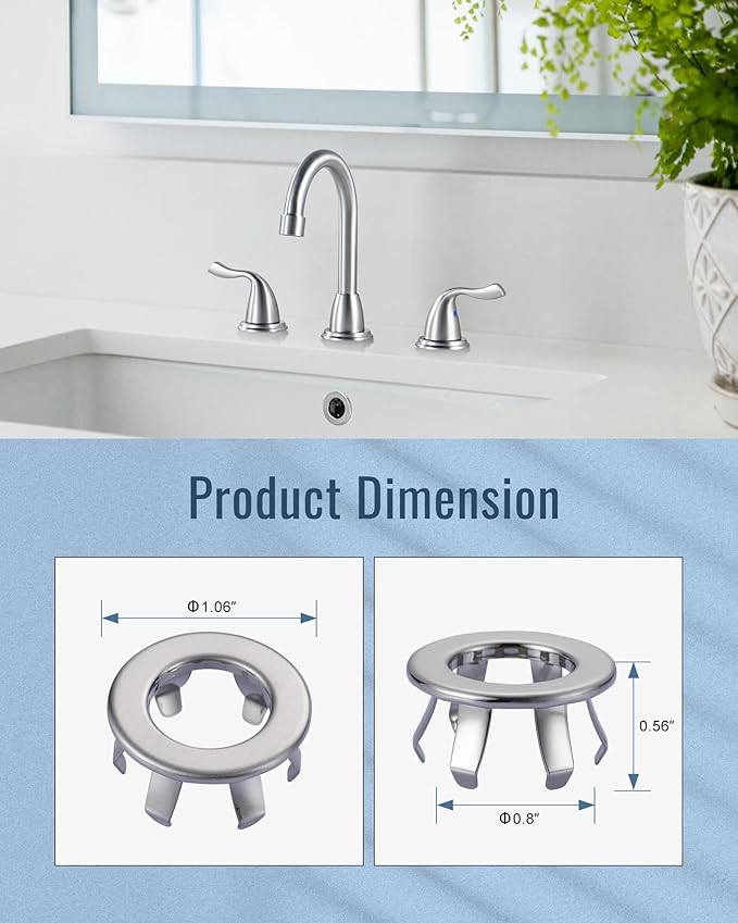Sink Overflow Ring Brushed Nickel: ARCORA 2 Pack Solid Brass Bathroom Vessel Sink Overflow Cover Basin Trim Ring Hole Insert Caps