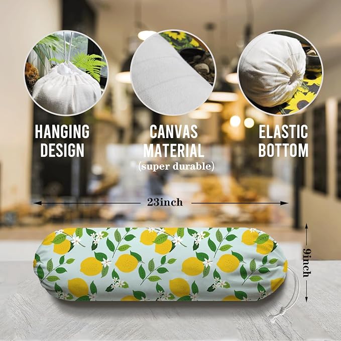 Lemon Plastic Bags Holder, Grocery Bag Storage Organizer, Reusable Shopping Bags Holder Dispenser for Kitchens Pantry, Farmhouse Home Kitchen Decor Gifts, Kitchen Pattern Garbage Bag