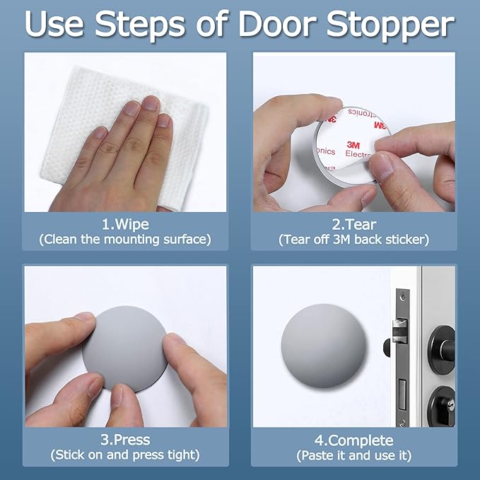 XoYoZo Door Stoppers Wall Protector Buffer Guard Doorknob Door Handle Bumper Self Adhesive Silencer Soft Rubber Crash Pad for Home Office